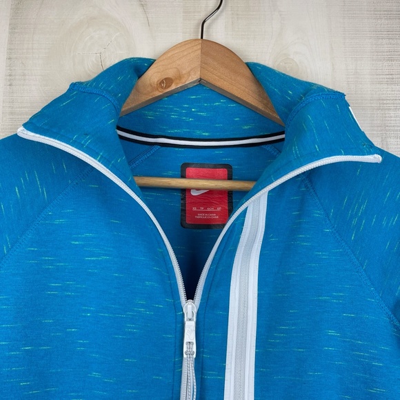 Nike Tech Fleece Women’s Full Zip Moto Jacket Running Cape Hi-Lo Blue Sz XS - Picture 4 of 16